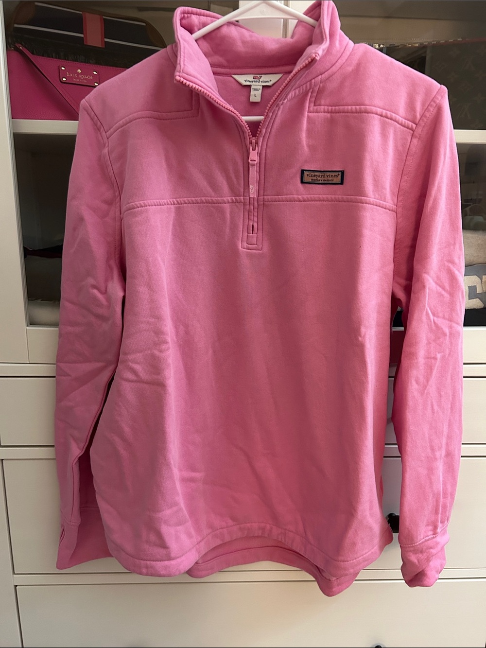 Vineyard Vines Pink Quarter-Zip Turtleneck Pullover